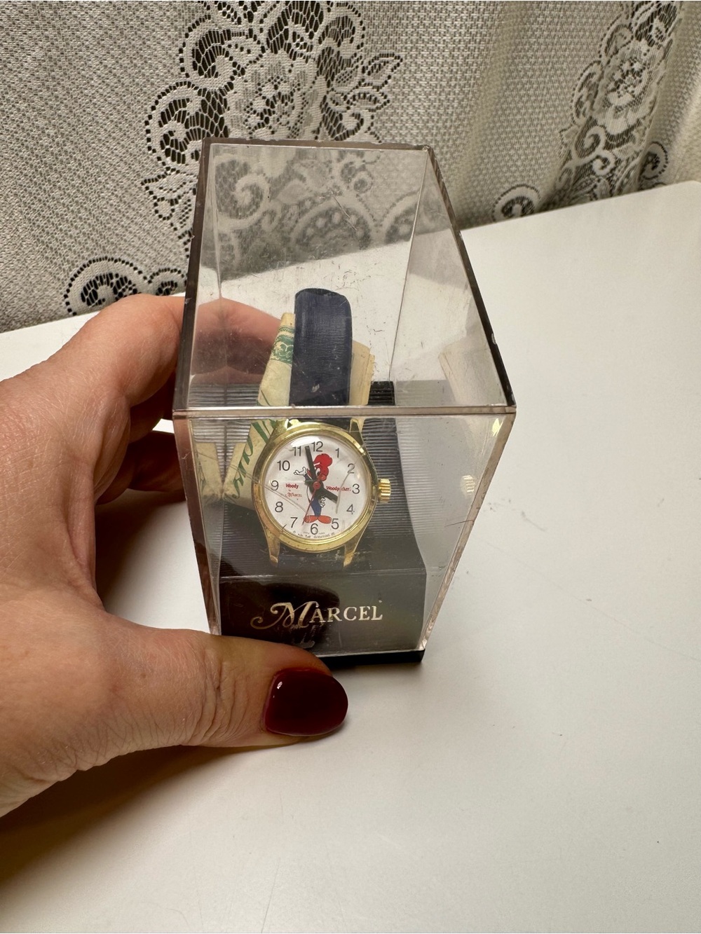 REPAIR AS IS Vintage Marcel Woody Wood Pecker Wind Up Watch Limited Edition